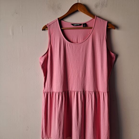 Lands' End Colorblock Tank Dress Sleeveless Tiered Maxi Pink Orange Women Size L - Picture 6 of 13